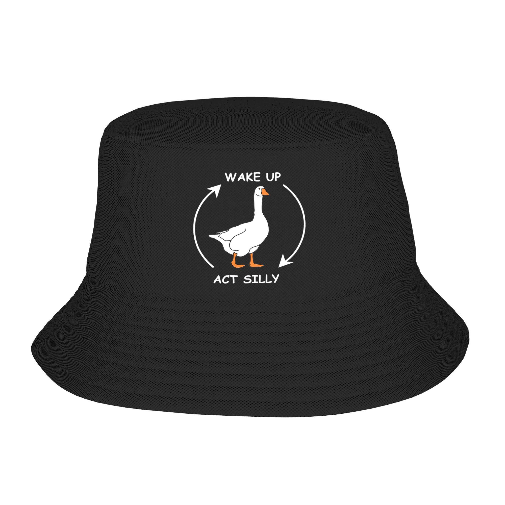 

Duck Goose Accessories Bucket Hat Style Men Women Sun Hat Biting Knife White Goose Bob Packable Fishing Fisherman Cap Camping One Size