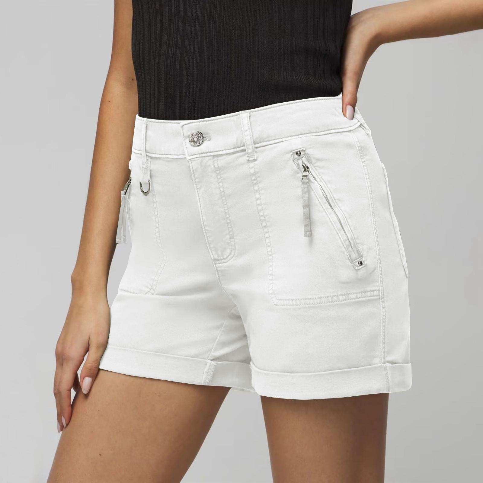 

Женские эластичные шорты из твила. Летние повседневные шорты. Джинсовые шорты. Повседневные модные шорты. M белый