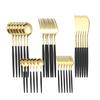 30 Pcs Black Gold Cutlery Set Chopsticks Knife Fork Spoon Golden Stainless Steel Korean Dinnerware Set Luxury Tableware Set