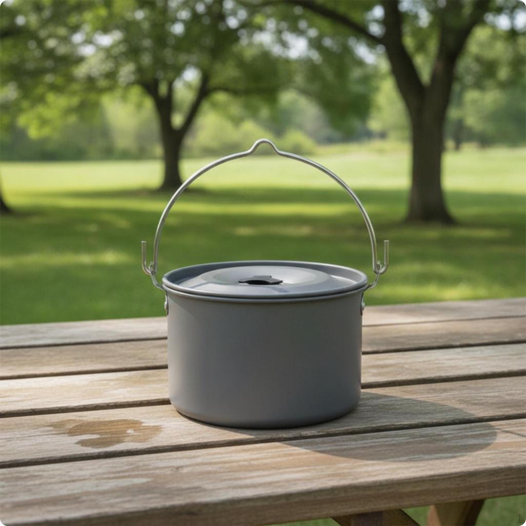 Anodized Aluminum Pot 4 L Hanging Metal Handle Camping Cookware for Outdoor Cooking, Automobile