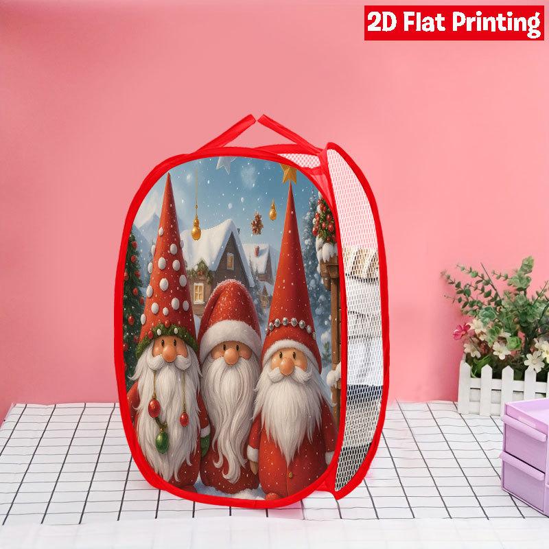 1Pcs Christmas Faceless Gnome Pop-Up Laundry Hamper Expandable Mesh Hamper Basket for Room Bedroom Bathroom Organization Contemporary Storage