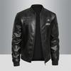 Large size men's leather jacket spring and autumn young men's leather jacket trend embroidered middle-aged men's leather jacket