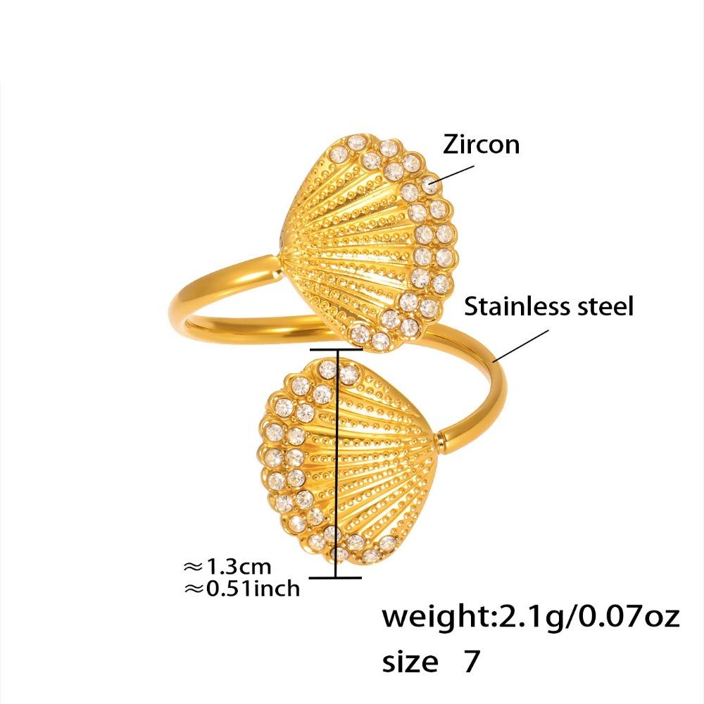 Exquisite Fish Tail Starfish Shell Finger Ring Jewelry Ocean Style Ring Cubic Zirconia Ring  Summer