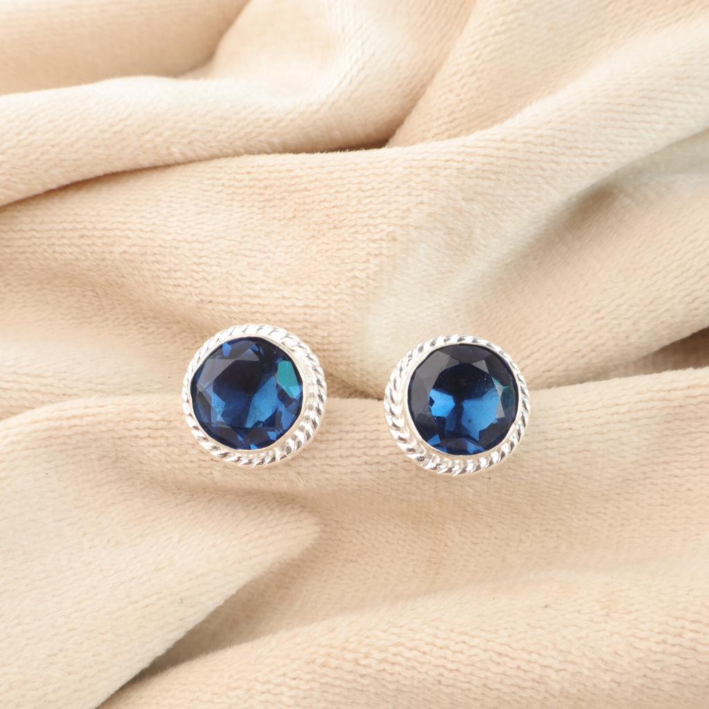 London Blue Topaz Edelstein 925 Sterlingsilber Schmuck Handgefertigte Ohrringe 0,53" EE-147-10