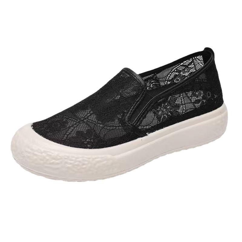 Fisherman shoes women's lace mesh shoes casual breathable hollow mesh shoes platform single shoes hollow mesh