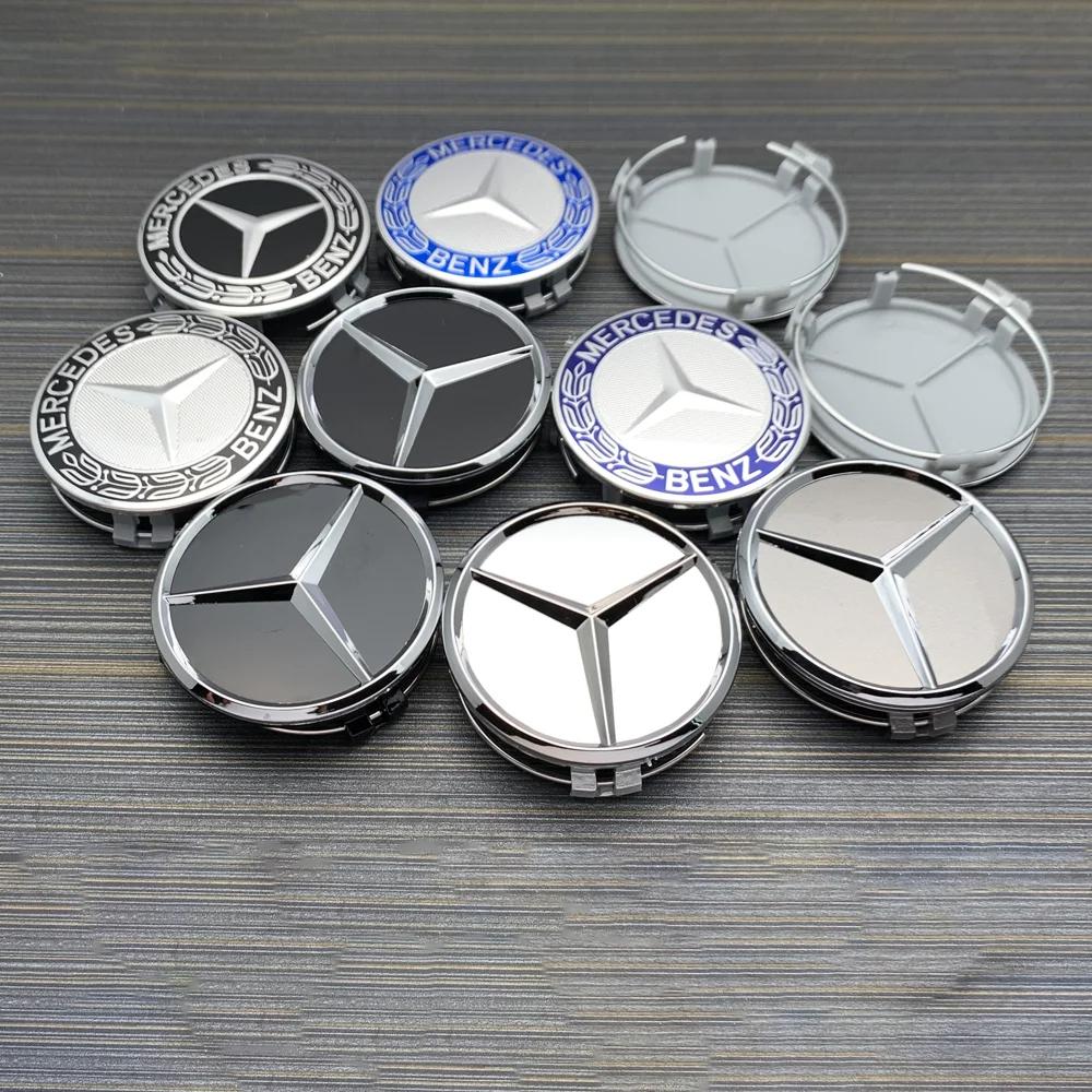 New Emblem Logo Car Wheel Center Cap 4Pcs75mm Hub Cover Badge For Mercedes Benz AMG W211 W203 W204 W210 W124 AMG W202 Accessorie