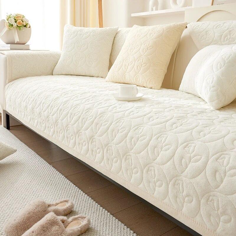 Thicken Plush Flower Sofa Cushion Winter Warm Sofas Towel Anti-slip Universal Couch Covers Pets Kid Soft Blanket Living Room