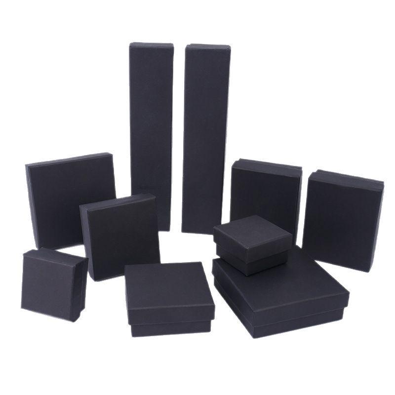 Black Kraft Paper Jewelry Packaging Box for Rings, Earrings, Bracelets, Necklaces, Bangles, and Pendants