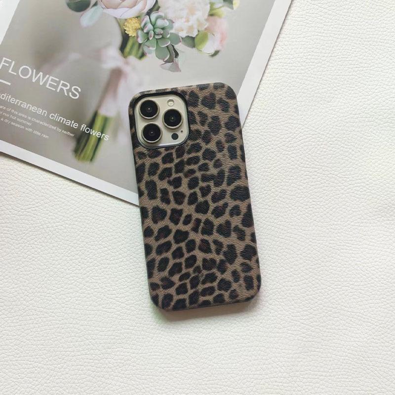 For Apple iPhone 7 To iPhone 16E 16 Pro Max Lady Leopard Print Fashion Half Pack PU Leather Phone Case Cover