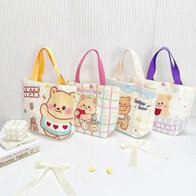Butterbär Canvas Mini Handtasche - Niedliche Kleine Lunch- & Ausgehtasche für Frauen und Studentinnen