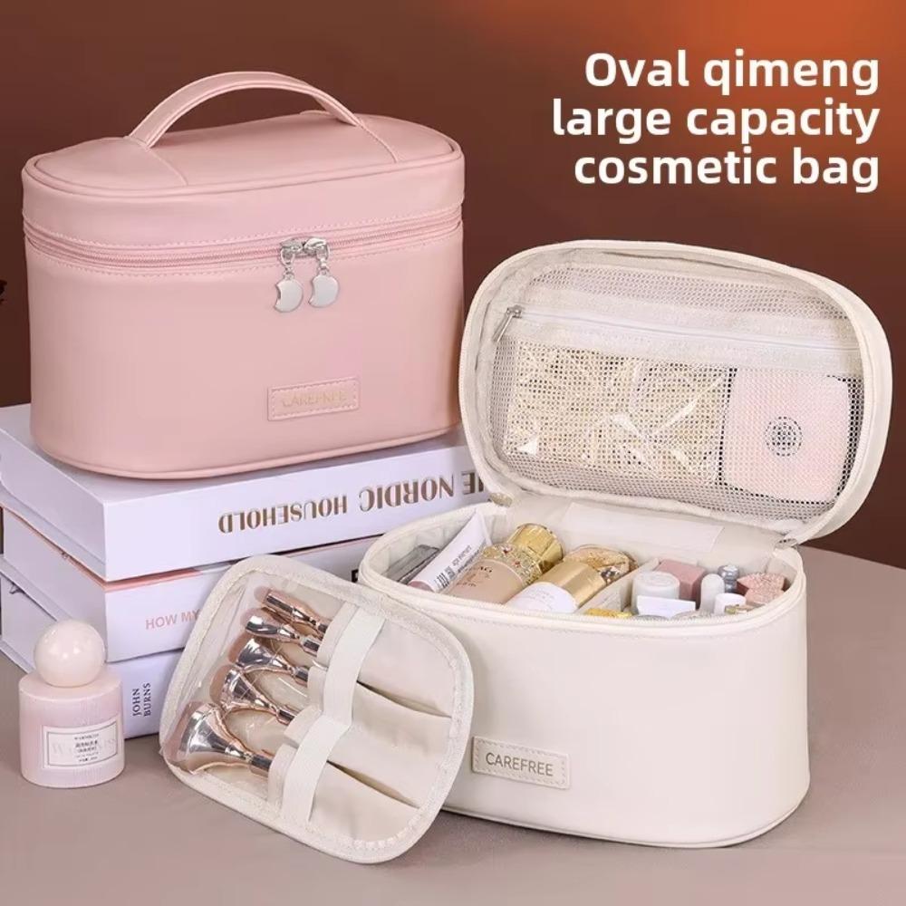 Luxury Pu Leather Large Capacity Women Cosmetic Bag Travel Makeup Organizer Pouch Tote Tolietry Zipper Storage Bag For Gift