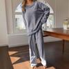 Women's Plush Fleece Lounge Pajama Set Soft Warm Casual Sleepwear Two Piece Long Sleeve Top and Pants Comfortable Fit