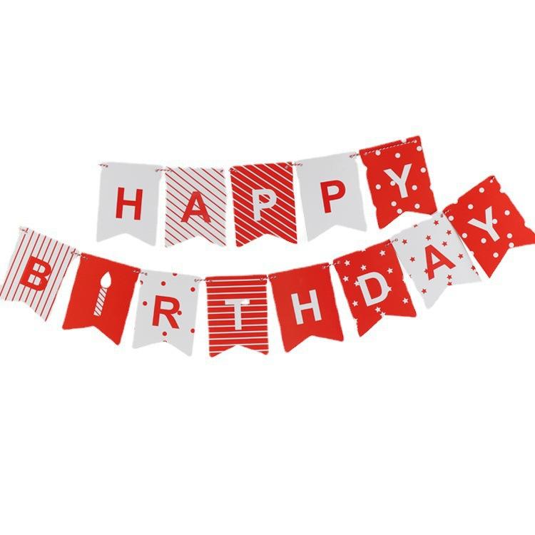 

Red Birthday Cake Candle Birthday Flag Party Decoration Arrangement Happy Birthday Banner Happy red birthday dovetail flag