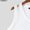 INCERUN Summer Men Sleeveless Hollow Out Mesh Sheer Casual Tank Tops