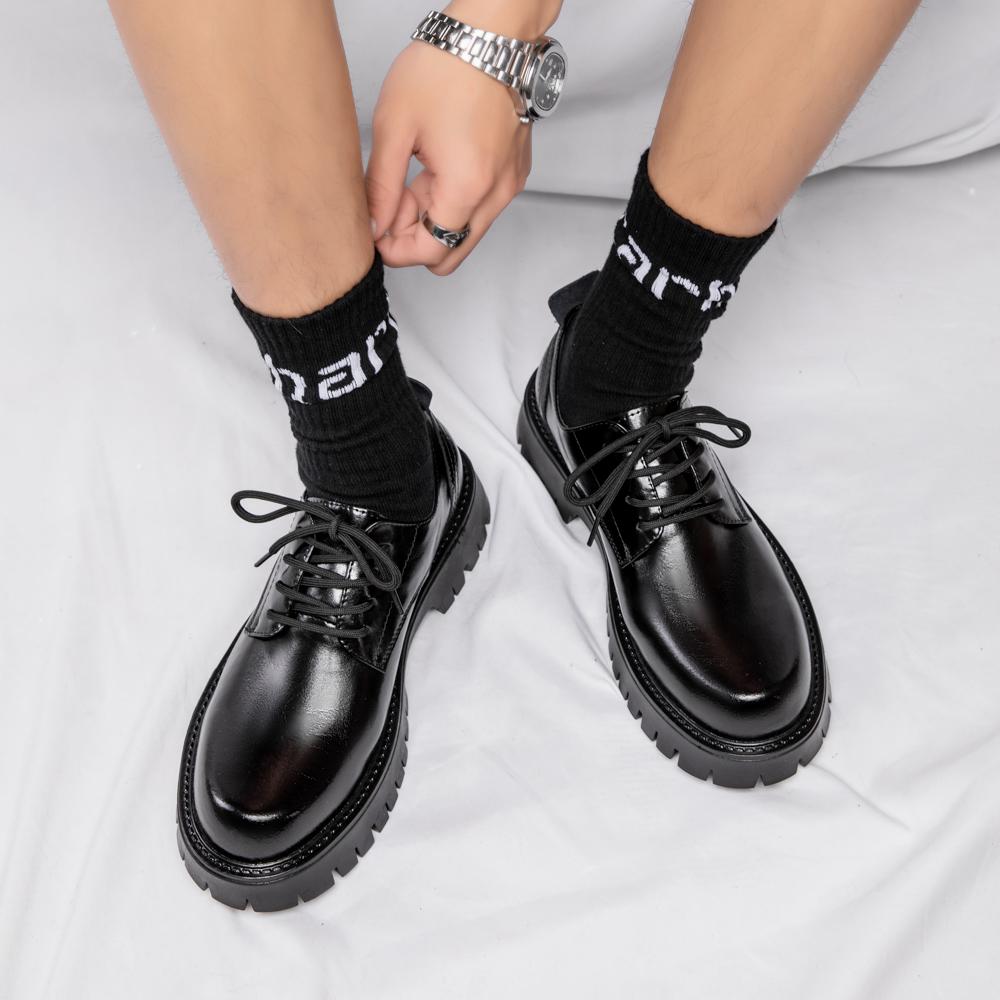 Derby pánské kožené boty s tlustou podrážkou Módní minimalistický styl Denní Venkovní Trendy Párty Dospělý kancelář ženichovy boty