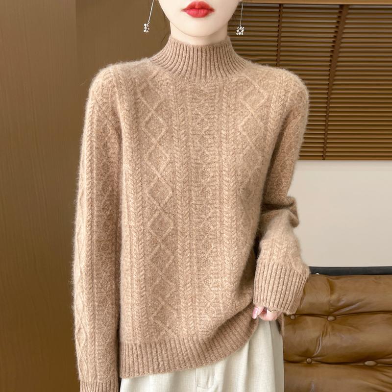 Damen Kaschmirpullover Qinghe Kaschmir 30% Kaschmir 70% Wolle warm und modisch Allrounder Herbst und Winter