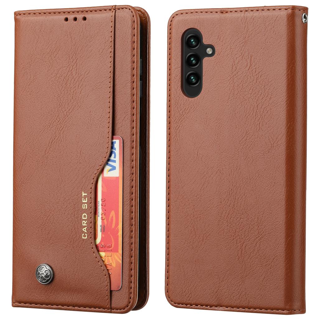 For Samsung Galaxy A34 5G Outer Card Slot PU Leather Case Full Protection Magnetic Auto-absorbed Wallet Stand Phone Cover