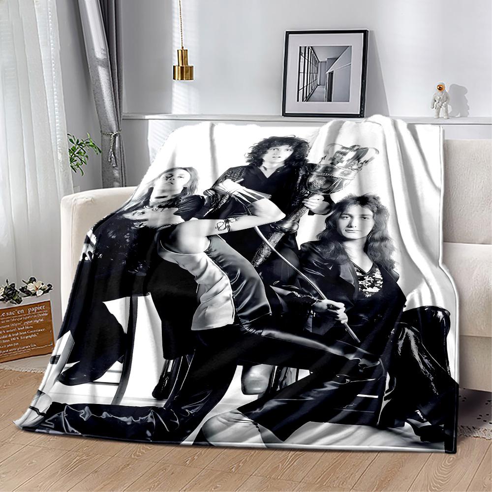 Rock Band Black Leather Blanket Durable Comfort Suitable for Couch Sofa Office for All Occasions Playful Design Best Holiday Gift for Friends Family