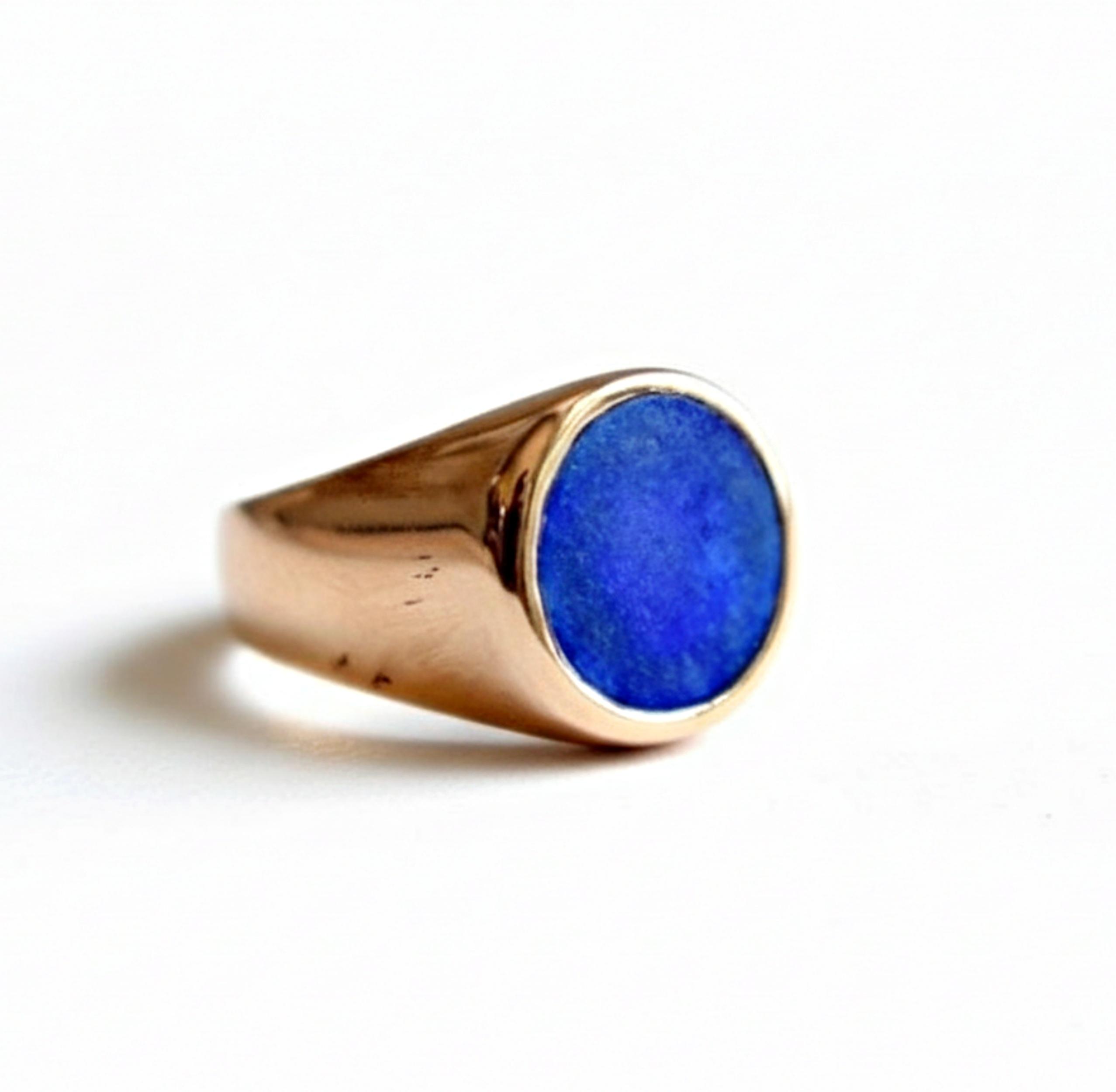

Круглое плоское кольцо из лазурита, 925 проба, цельное стерлинговое серебро, кольцо из чистой меди, кольцо-печатка для мужчин и женщин, подарок для нее 12 медный