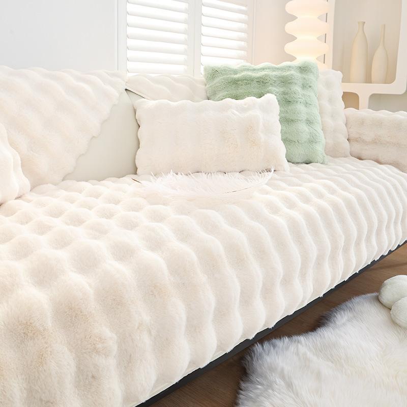 

Plush Sofa Cushion Winter Thickened Fleece Non-Slip Leather Sofa Cover Soft Warm Comfortable 70*70cm