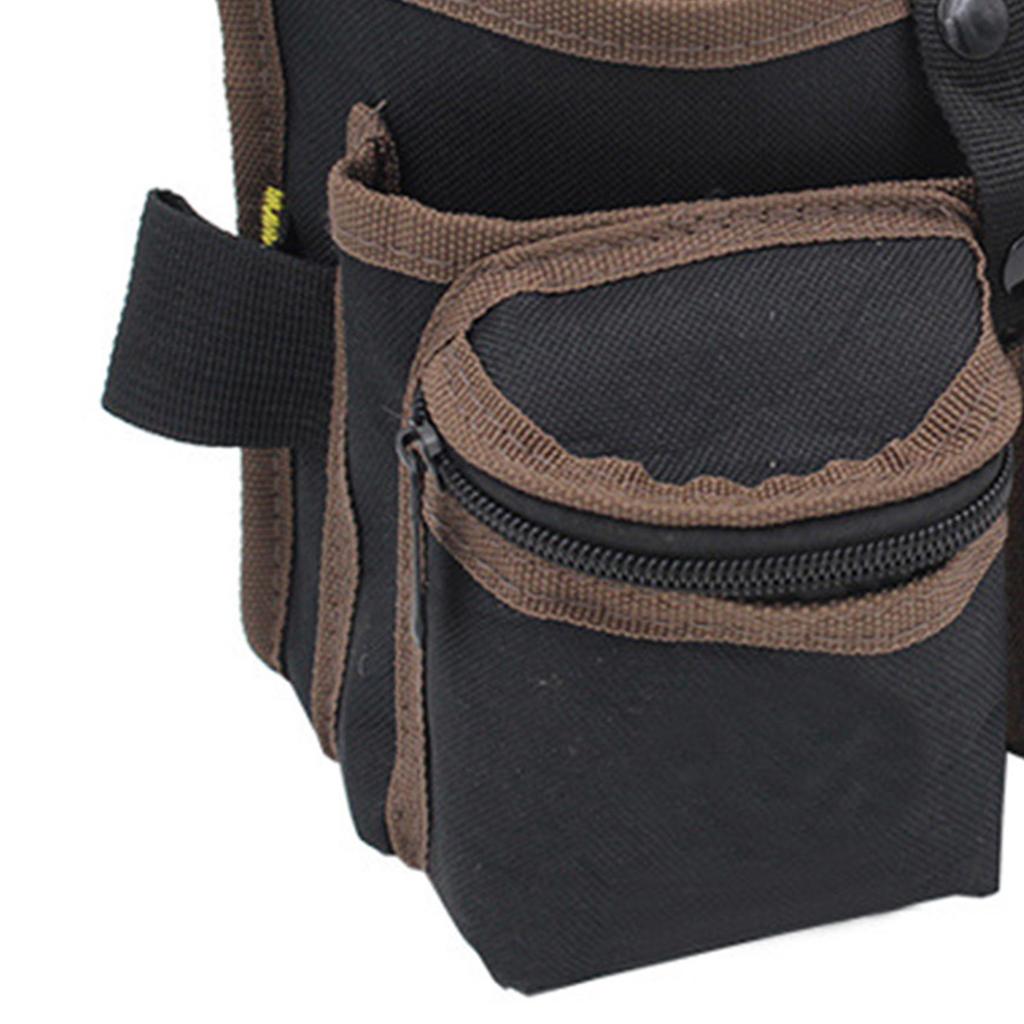 Oxford Cloth Tool Waist Bag Multifunctional Multi Pockets with Belt Tool Storage Organizer Black and Brown