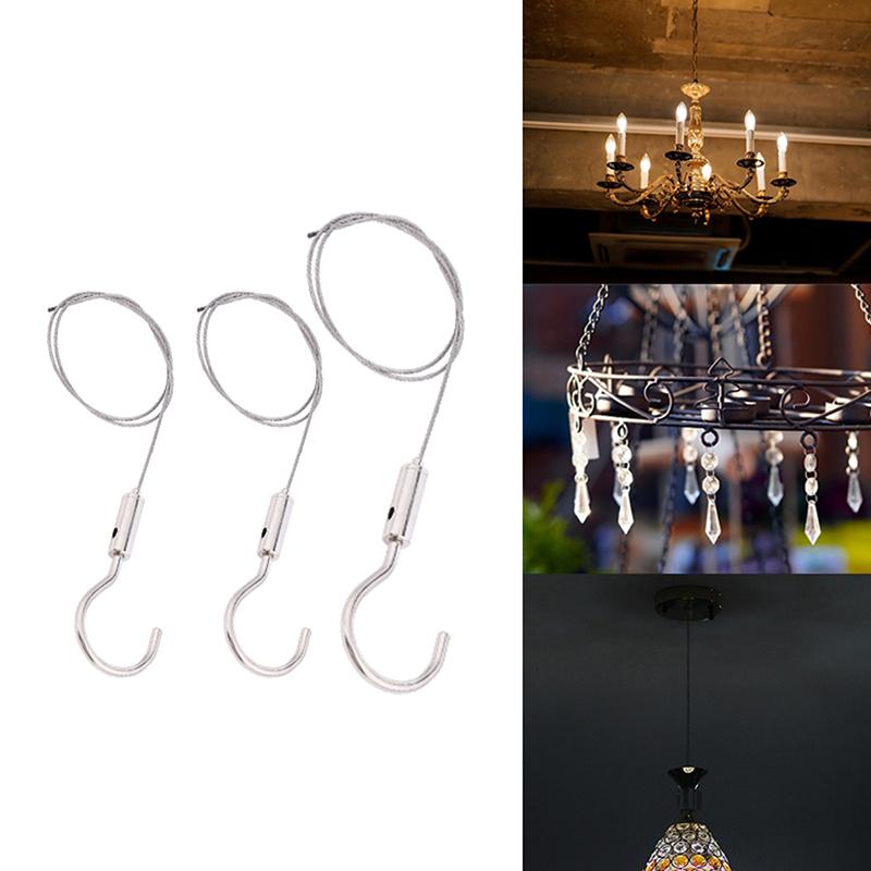 Adjustable Automatic Wire Rope Spring Hook Clothesline Picture Hanging Suspension Code Cable With Curved Hook