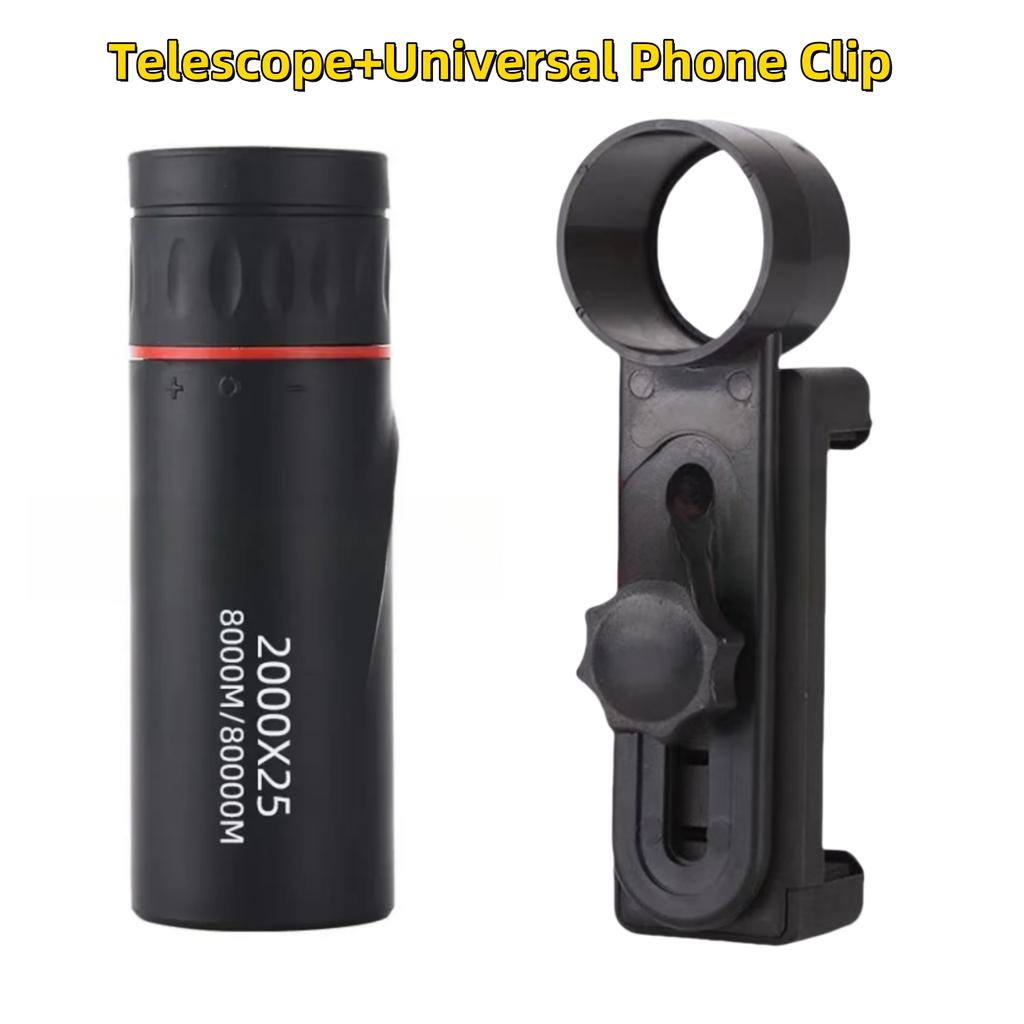 2000x25 HD Monocular Telescope Mini Portable Mobile Phone Telescope with Holder Outdoor Camping Hunting Birdwatching Telescopes