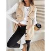 Women's Lapel Sleeveless Vest Oversized Fit Solid Color Single Button Pocket Winter Fleece Gilet
