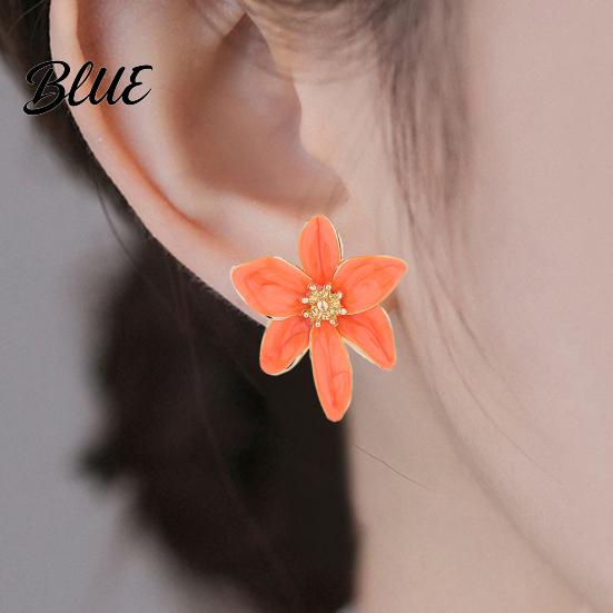 Fine Workmanship Earrings 1 Pair Stud Retro Style Colorful Enamel