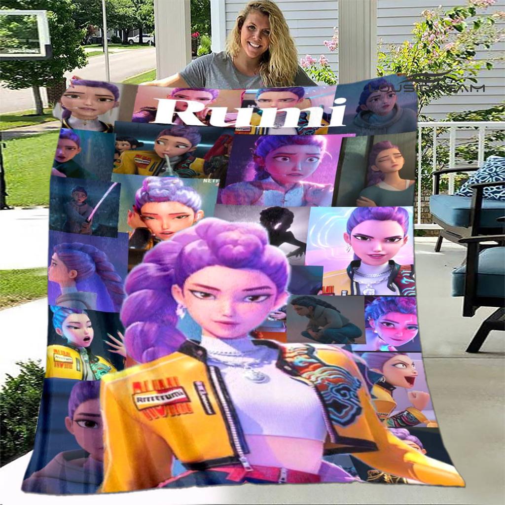3D KPop Demon Hunters Cartoon blanket Warm blankets Soft and comfortable blanket Home Travel Blankets bed linings Birthday Gift