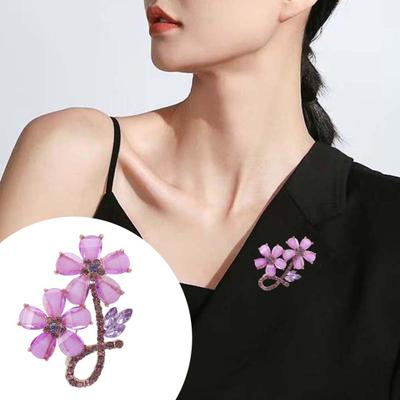Brosche Blumenform Strass Faux Kristall Kragennadel Glänzend High-End Anti-Rost Dekorativ