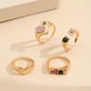 4PCS Vintage Purple Crystal Rings for Women Gold Color Metal Rings Set Snake Fashion Jewelry Female Designer Minority Gifts