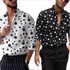 2025 Spring/Fall Men's Black & White Polka Dot Casual Long Sleeve Cardigan