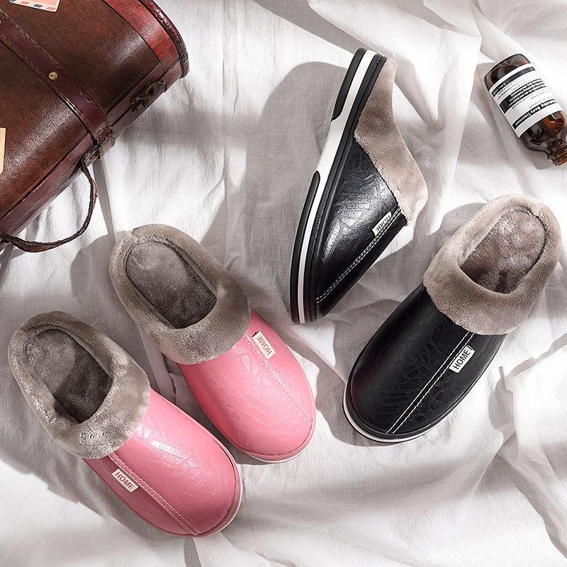 Men's Extra Large Waterproof Cotton Slippers - Winter Indoor Non-slip Warm Shoes