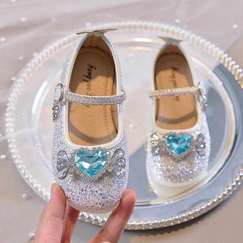 

2024 Детские туфли принцессы для девочек, осенние новые модные элегантные туфли с мягкой подошвой, нескользящие, универсальные, кожаные, для вечеринки 26 бежевый