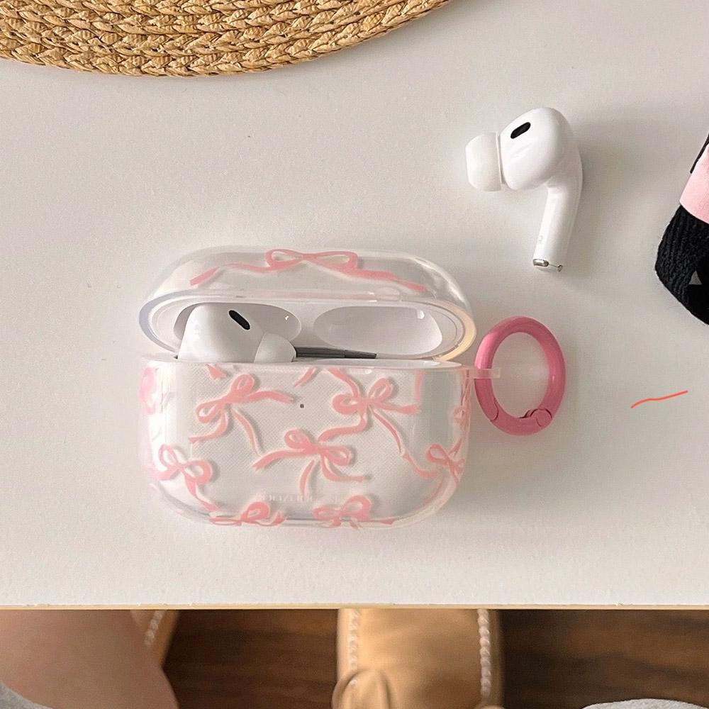Pink Bow Knot Headset Case for AirPods 1/2 With for AirPods Pro2 4nd Charging Box Fundas for AirPods 3 Clear Shockproof