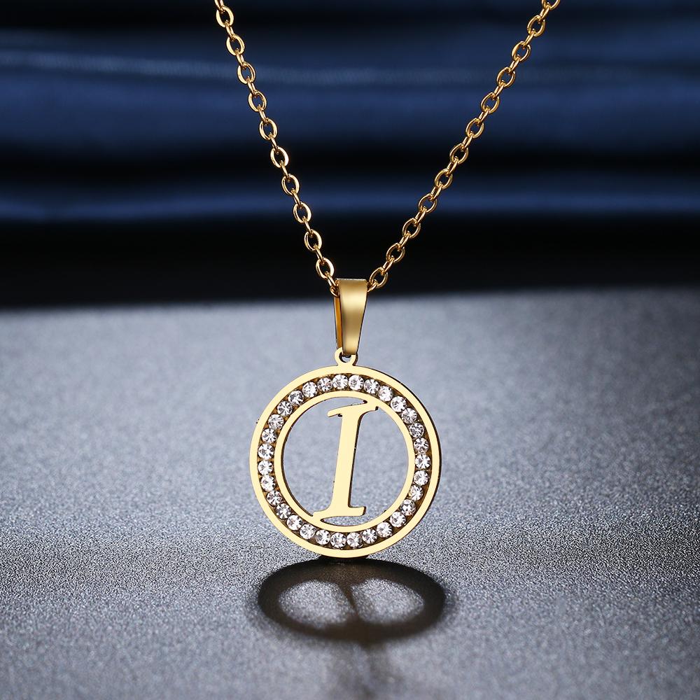 316L Stainless Steel 26 Letters A-Z Necklace NEW Crystal Rhinestone Necklaces for Women Wedding Valentine's Day Gifts