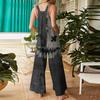 Women's Fashion Halloween Print Casual Vintage Sleeveless Button Jumpsuit