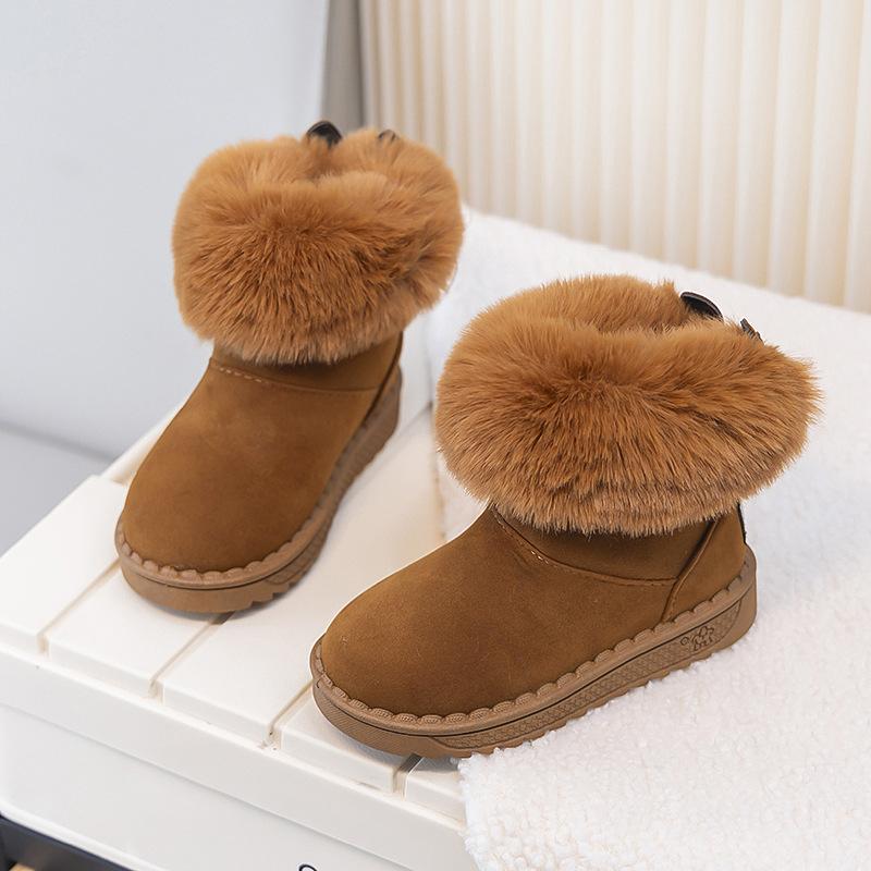 Kids Snow Boots Winter Baby Soft Warm Cotton Shoes with Plush Boys Girls One Fur Suede Boots