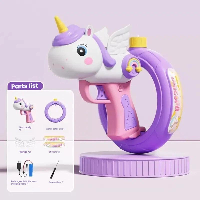 New Unicorn Electric Water Gun - Swimming Ring Design High-Speed Continuous Firing Summer Beach Pool Water Battle Toy