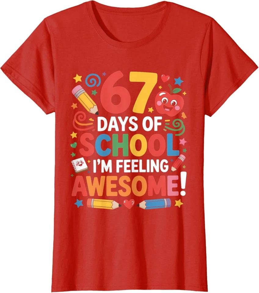 

I Survived 67 Days of School Teachers Six Seven Gift Ladies V-Neck Tshirt S