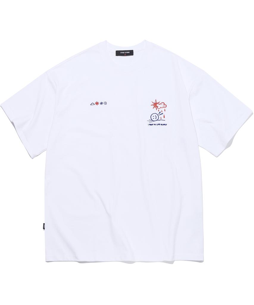CPGN STUDIO Love Slowly Embroidered Short Sleeve White