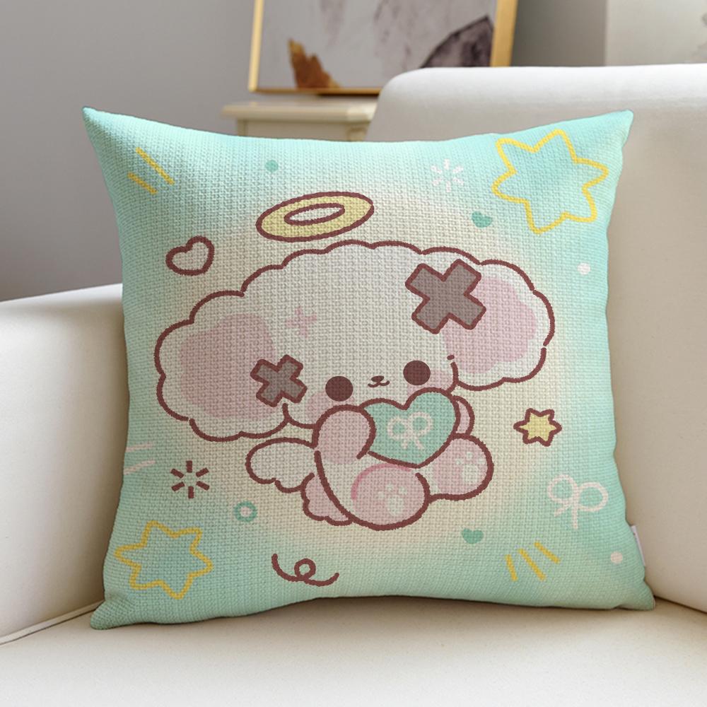 Sweet CCute NNonoS Cushion Cover Breathable and Skinfriendly Linen Pillowcase Square Removable and Washable Cushion
