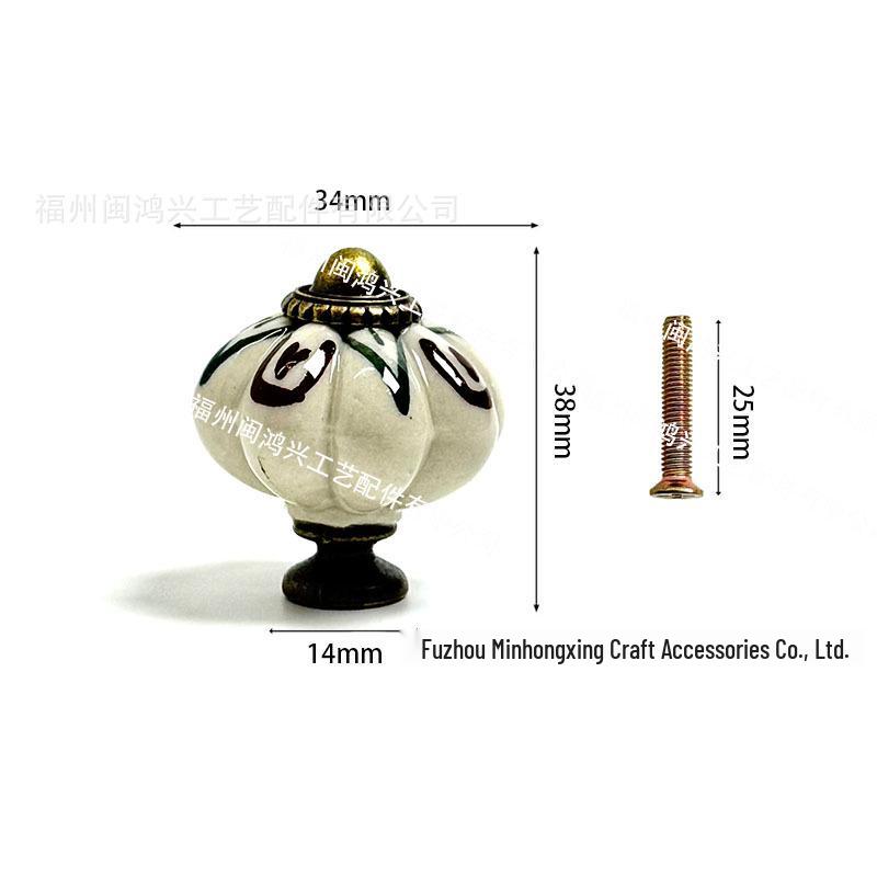 Hand-Painted Ceramic Floral Pumpkin Drawer Handle 