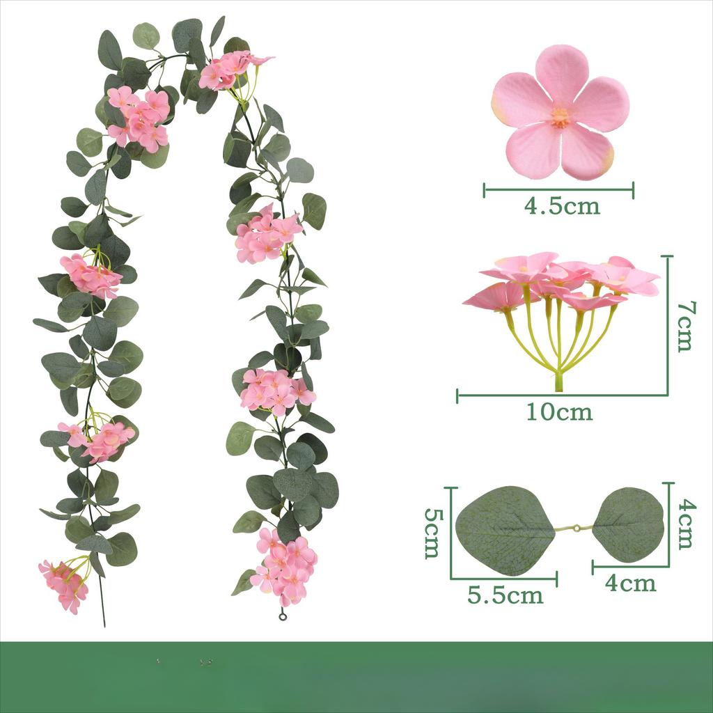 Artificial Green Plant Eucalyptus Leaves Hydrangea Vine Home Wedding Decoration Suspended Ceiling Wound Plant Vine Wall Hanging