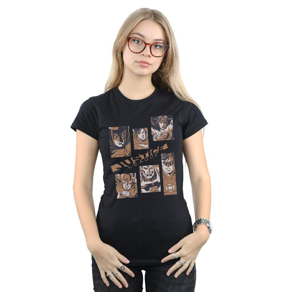 DC Comics Womens/Ladies Justice League Rectangles Cotton T-Shirt