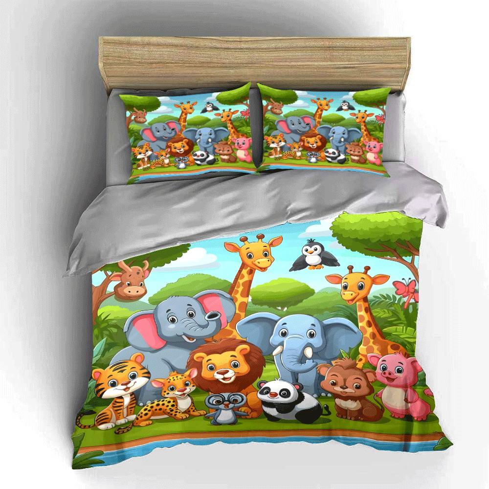 Jungle Animals Three-Piece Set For Kids Exquisite Three-Piece Bedding Set Gift For Kids And Adults