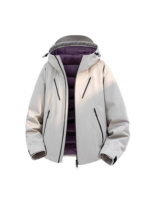 Men's Windproof Waterproof Down Jacket: Teen Casual Hooded Solid Color Outerwear for Autumn and Winter