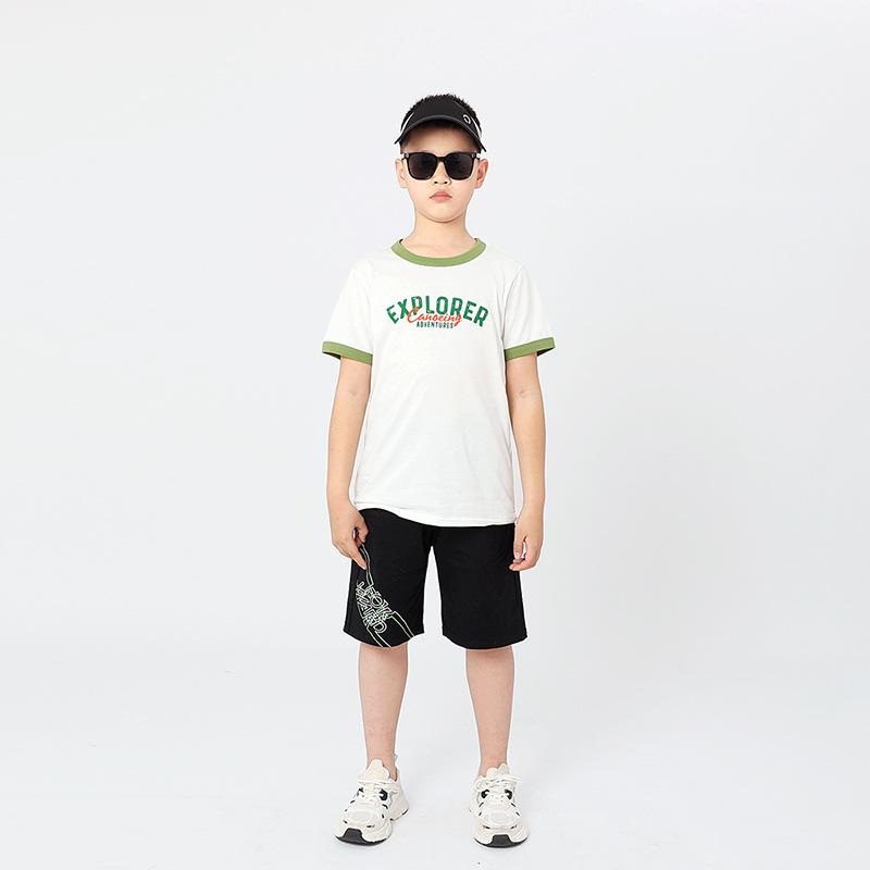 Summer Korean Version of the New Children's Sports Short Sleeve Big Children Pure Cotton Printed Sweatshirt Boy Short Sleeve T-shirt