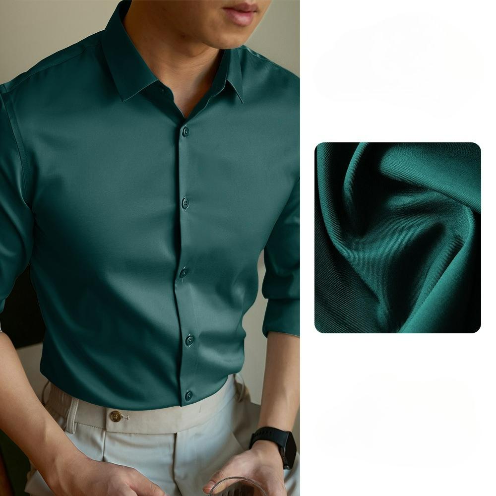 Business Knitterfreies Merzerisiertes Graues Dünnes Hemd Herren Langarm Frühling und Herbst High-End Slim-Fit Hemd